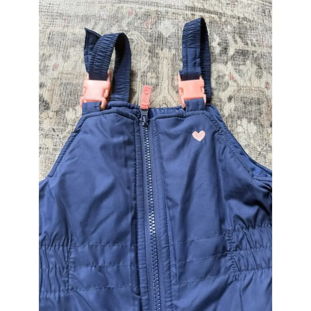 Carters Kid Overall Snow Bibs Blue Size 5T Adjustable Straps Skiing Winter Snow